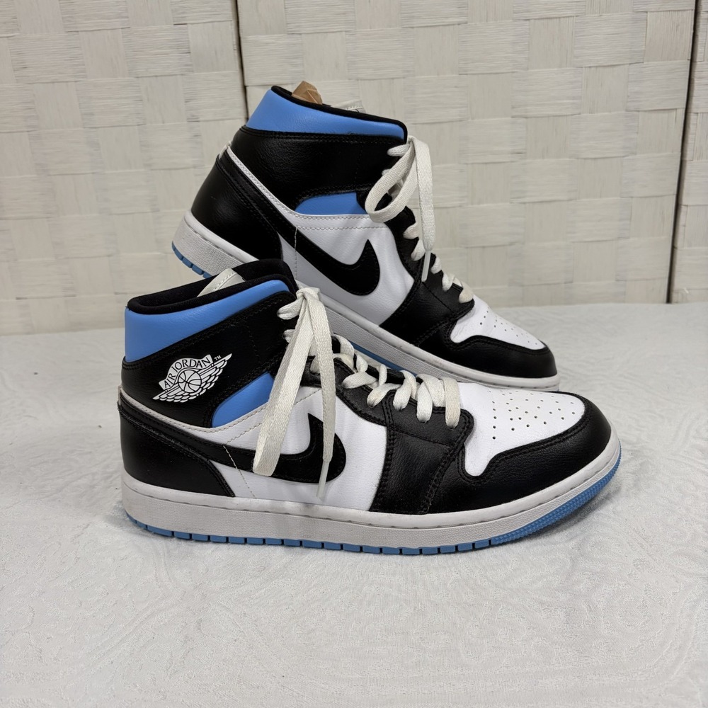 Air Jordan 1 Mid "University Blue" blk/white leather logo men's 10